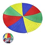 Ballery Paracaídas, 6FT Paracaídas de Color Arcoiris Juego con 8 Asas Popular Entretenimiento para Niños Actividades Deportivas Fiestas Ejercicios en Grupo Al Aire Libre (2m)