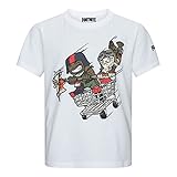 Fortnite Trolley Dash Camiseta de manga corta de algodón blanco Camiseta de videojuegos Battle Royale para niños y niñas, edades oficiales de 7 a 16 años, blanco, 13-14 años