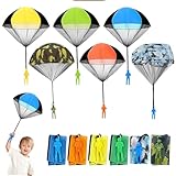 Juguete Paracaídas de 6 Piezas, Juegos al Aire Librer y ParacaídasJuguete con Soldados, Mini Paracaidas Infantil - Juegos Aire Libre para Niños, 6 Colores