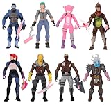 OFKAFEZV Mini Figurita Set Anime, 8 Piezas Fortni Figuritas, Mini Figuras Cake Topper, Anime Figuras Decoración, Incluyendo Armas, Herramientas De Cosecha, Soportes y Más, Regalos De Cumpleaños