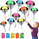 Galenecx 10 Piezas Paracaidas Juguetes Niños, Paracaidista Juguete, Juegos Aire Libre Niños, Paracaidista de Juguete de Lanzar a Mano, Juguetes para Lanzar