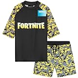 Get Trend Fortnite Conjunto de Bañador Niño Bañador Natacion Adolescente Set de Baño 2 Piezas Camiseta y Pantalon Cortos (15-16 Años, Amarillo Fortnite)