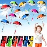 MWZEAUL Juguete de Paracaídas, 12 Piezas Mini Paracaidas Infantil Multicolor, Paracaidista de Juguete de Lanzar a Mano, Juegos Aire Libre Juegos Jardin para Niños, Regalo Cumpleaños Juegos niño