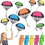 BBjinronjy Juguetes para niños paracaidistas, 10 piezas de paracaídas de juguete para lanzar a mano del ejército para hombres y adultos, juguete de paracaídas emocionante al aire libre
